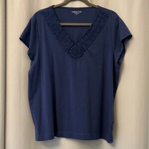 Coldwater Creek Deep Blue V-Neck Top